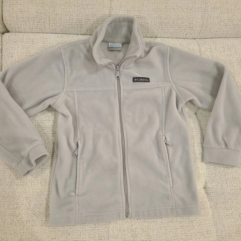 Columbia Kids Light Gray Gray Zip-Up Fleece Jacket Youth Size 8